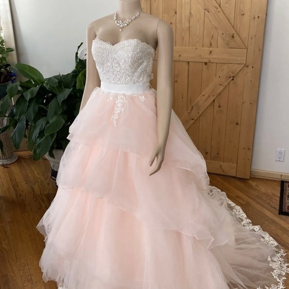 COPY - Emily Hart Bridal Lace Pink Gown Dress Wedding - Picture 6 of 15
